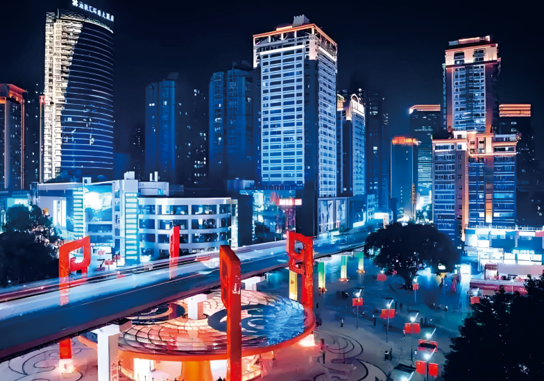 杨家坪商圈重点楼宇夜景灯饰工程